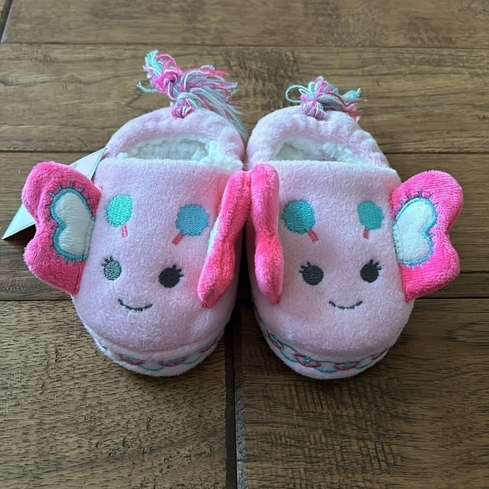 Capelli New York Cozy Slippers Pink Butterflies Toddler Size Small 4/5 New NWT